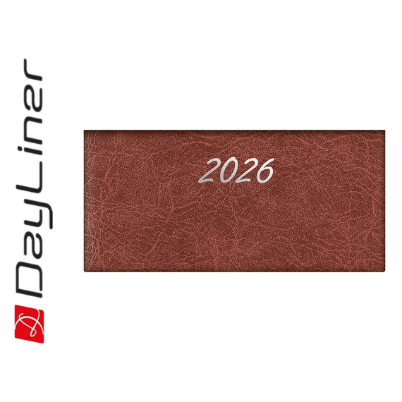 Zsebnaptár Rebel fekvő heti, krémszínű lapokkal bordó Dayliner 2026.
