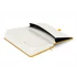 Keménytáblás notesz pontozott vonalozással krémszínű lapokkal leszorító gumiszalaggal Yellow 130x210mm, Presco