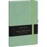 Keménytáblás notesz vonalas krémszínű lapokkal leszorító gumiszalaggal Green 130x210mm, Presco