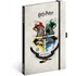 Keménytáblás notesz krémszínű lapokkal leszorító gumiszalaggal Harry Potter-Hogwarts 130x210mm, Presco