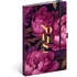 Keménytáblás notesz krémszínű lapokkal leszorító gumiszalaggal Purple Flowers 130x210mm, Presco